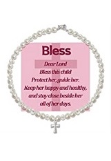 remarkable pearls crystals cross baby necklace